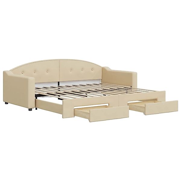 vidaXL Tagesbett Ausziehbar mit Schubladen Creme 90x200 cm Stoff 3197570 günstig online kaufen