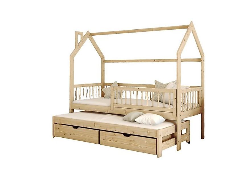 Fun Möbel Hausbett Kinderbett PERLE (200x90cm, inkl. Rausfallschutz), Inkl. günstig online kaufen