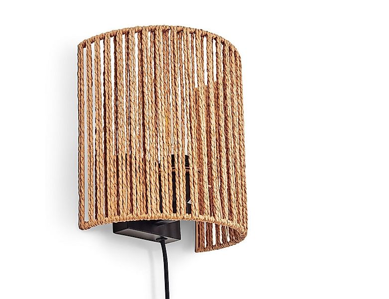 hofstein Wandleuchte Wandlampe aus Metall/Seil/Bast in Schwarz/Natur, Boho- günstig online kaufen