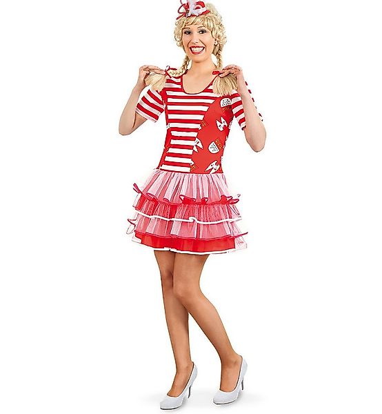 Fries Kostüm Damen Kleid Kölle Alaaf Köln Karneval Fasching Party Rot Weiß günstig online kaufen