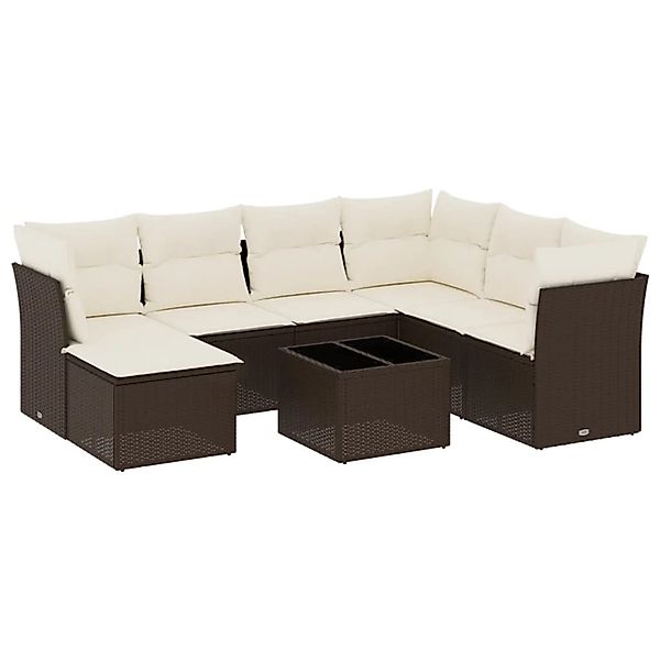 vidaXL 8-Tlg Garten-Sofagarnitur mit Kissen Braun Poly Rattan 3249842 günstig online kaufen