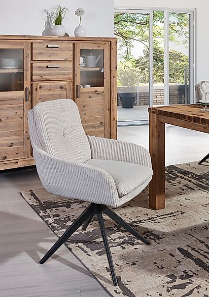 Drehstuhl Olmo weiß Kord B/H/T: ca. 60x89x69 cm günstig online kaufen
