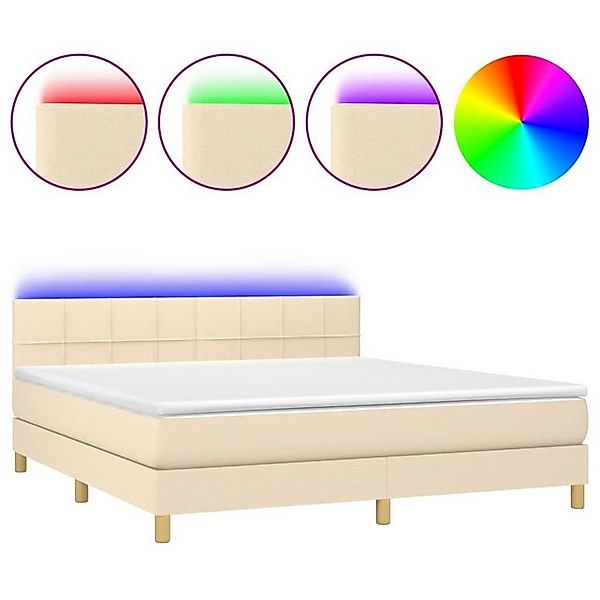 vidaXL Boxspringbett Boxspringbett mit Matratze LED Creme 160x200 cm Stoff günstig online kaufen