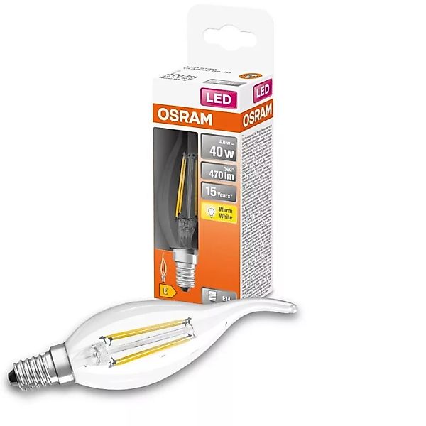 Osram LED-Leuchtmittel E14 Kerzenform 4 W Warmweiß 470 lm 12,1 x 3,5 cm (H günstig online kaufen