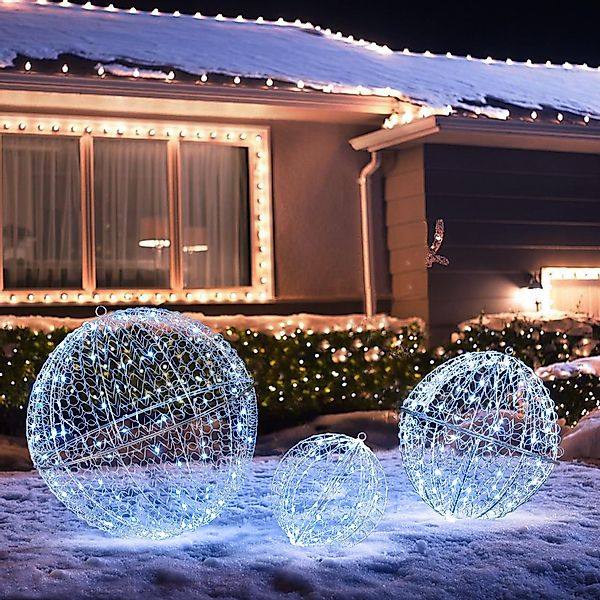 COSTWAY Weihnachtsfigur (3 St), LED Dekokugel, günstig online kaufen