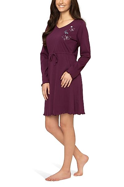 Moonline Sleepshirt Damen Sleepshirt mit V-Ausschnitt günstig online kaufen
