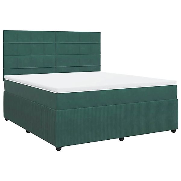 vidaXL Boxspringbett mit Matratze Dunkelgrün 180x200 cm Samt 3292409 günstig online kaufen