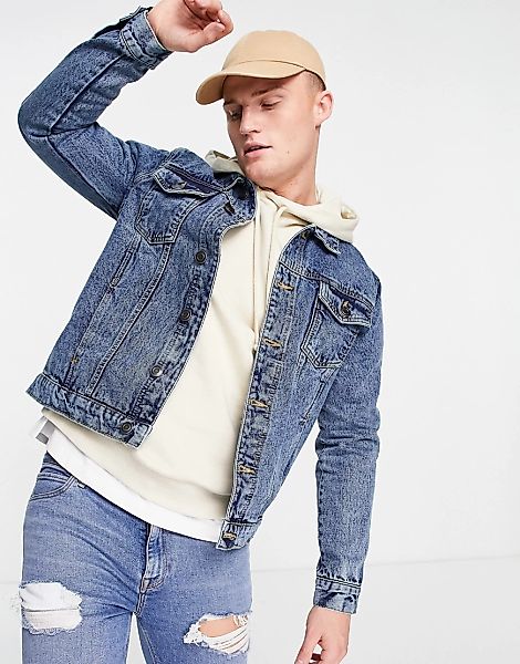 Brave Soul – Schmal geschnittene Jeansjacke in Blau günstig online kaufen
