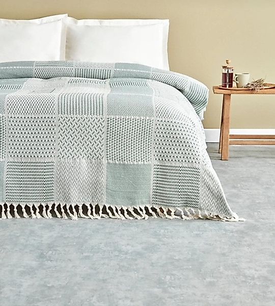 Wohndecke Wohndecke Patchwork Muster in Mintgrün günstig online kaufen