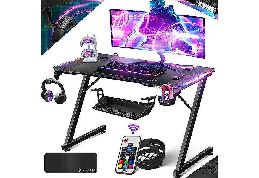 KESSER Gamingtisch, Gaming Schreibtisch mit Getränkehalter Ergonomischer Ga günstig online kaufen
