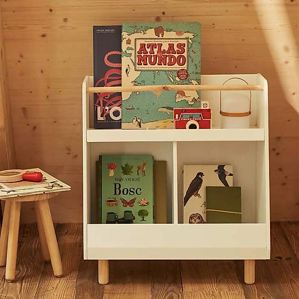 Kinderzimmer Regal für Bücher in Kieferfarben & Weiß 68 cm hoch günstig online kaufen