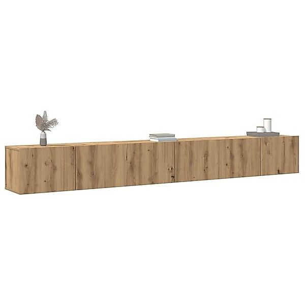 vidaXL Schrankmodule 3-tlg. TV-Schrank-Set Wandmontage Artisan-Eiche Holzwe günstig online kaufen