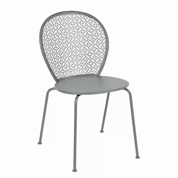 Stapelbarer Stuhl Lorette metall grau / Perforiertes Metall - Fermob - günstig online kaufen