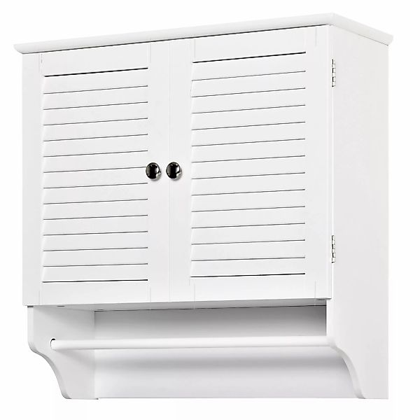 kleankin Badezimmer-Wandschrank - Schrank mit 2 Lamellentüren und Regal - H günstig online kaufen