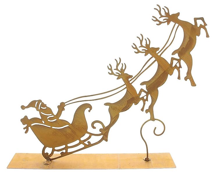 Dekoleidenschaft Weihnachtsfigur "Santa mit Schlitten" Dekofigur aus Metall günstig online kaufen
