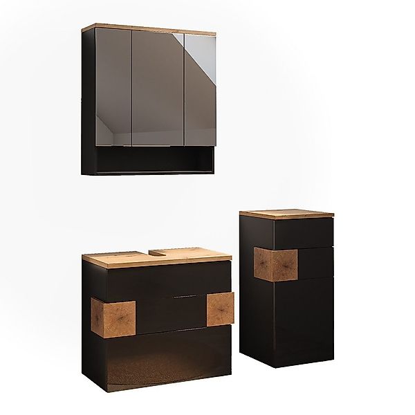 Vicco Badmöbel-Set Eden, Anthrazit/Artisan-Eiche, 3 Teile, günstig online kaufen