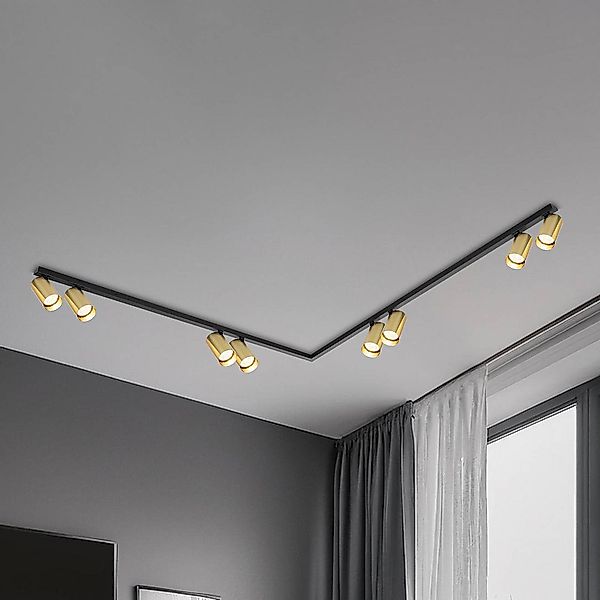 Deckenspot Hero, schwarz/gold, 8-flammig, 240 cm, Metall günstig online kaufen