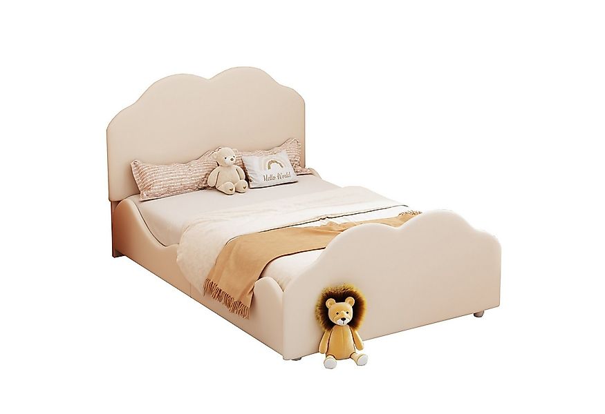 Flieks Kinderbett, süße Wolkenform Einzelbett Polsterbett 90x200cm Samt günstig online kaufen