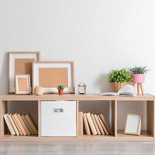 relaxdays Aufbewahrungsbox Stoff 2er Set, Weiß günstig online kaufen