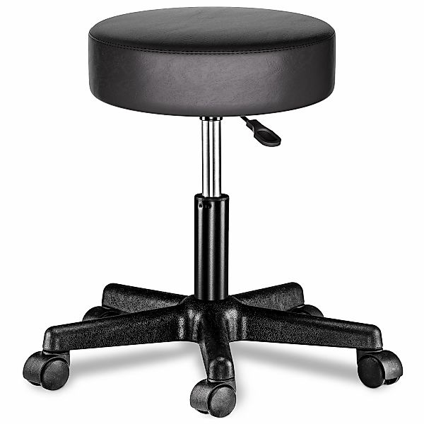 Rollhocker mit Rollen Kunstleder Schwarz 360° drehbar günstig online kaufen