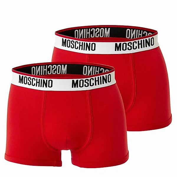 MOSCHINO Herren Trunks 2er Pack - Pants, Unterhose, Cotton Stretch, uni Rot günstig online kaufen