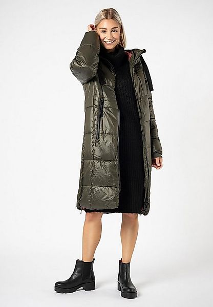 SUBLEVEL Wintermantel Langer Damen Steppmantel mit großer Kapuze günstig online kaufen