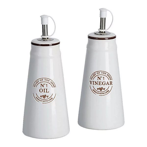 Zeller Essig-und Ölflaschen-Set weiß Keramik günstig online kaufen