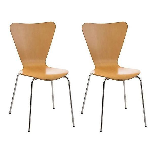 DELUKE 2er Set Besucherstuhl BERLIN Holz Natura 45x49x85cm Konferenzstuhl W günstig online kaufen
