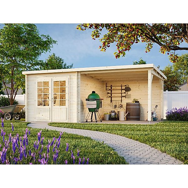Palmako Ella Holz-Gartenhaus Natur Flachdach Unbehandelt 300 cm günstig online kaufen