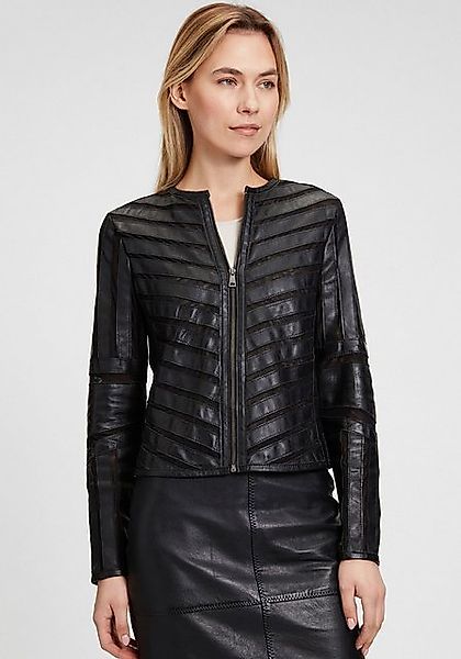 Mauritius Lederjacke "MWSuri LELEV", gepatchtes Leder, Rundhals,Reißverschl günstig online kaufen