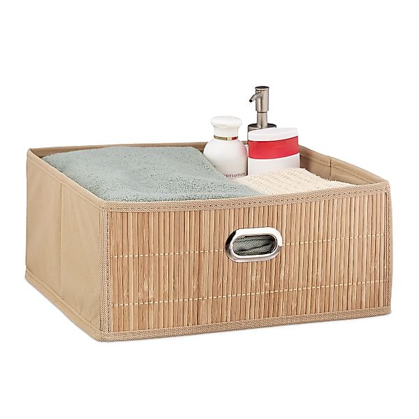 relaxdays Aufbewahrungskorb Bambus flach, Natur günstig online kaufen