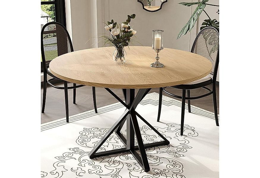 GarveeMore Esstisch runder aus Holz,robuster Metallsockel für 4 Personen, K günstig online kaufen