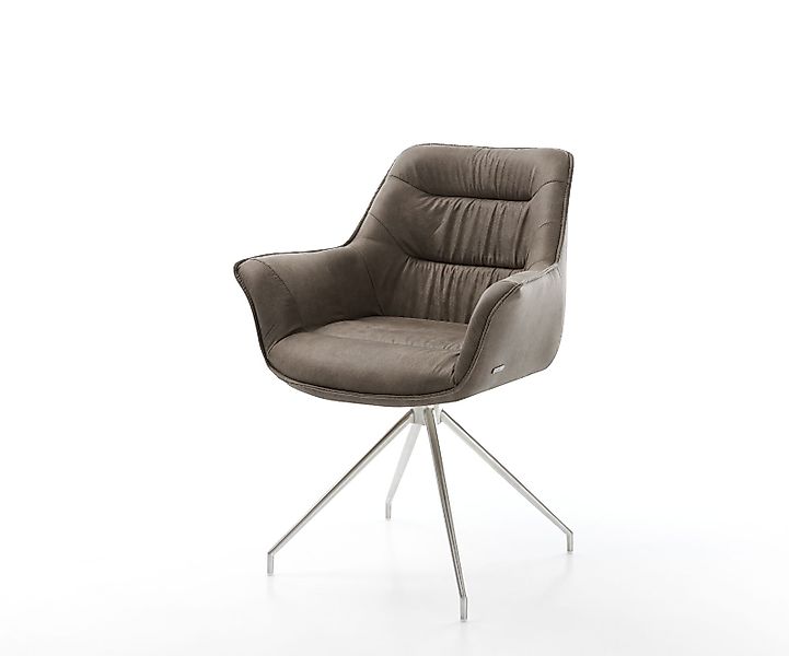 Esszimmerstuhl Kaira-Flex Mikrofaser Taupe Vintage Kreuzgestell konisch Ede günstig online kaufen