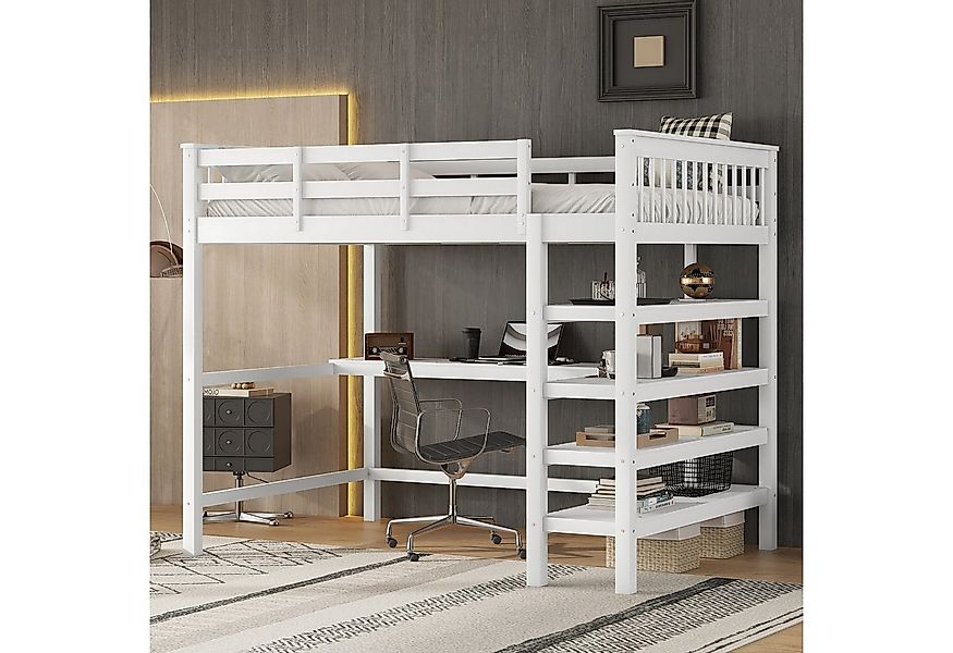 REDOM Kinderbett Multifunktionales Hochbett mit Schreibtisch & Ablagefächer günstig online kaufen