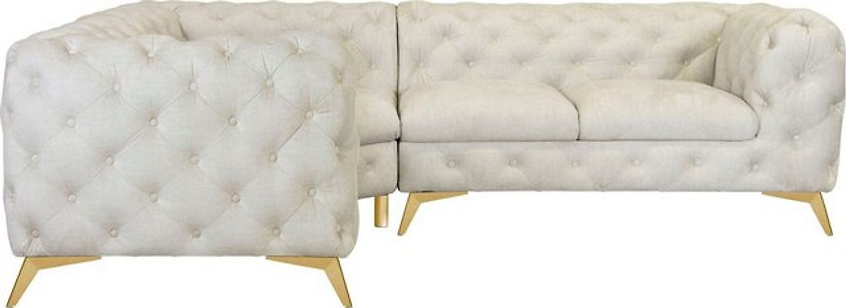 Leonique Chesterfield-Sofa "Ecksofa GLYNIS L-Form mit Wellenunterfederung, günstig online kaufen