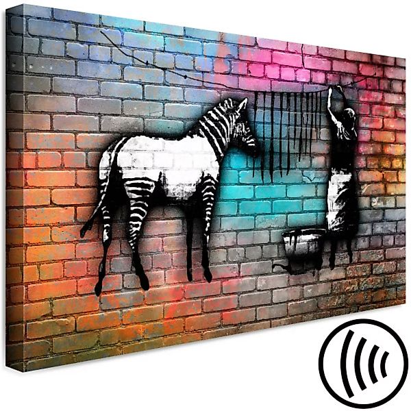 Bild auf Leinwand Washing Zebra - Colourful Brick (1 Part) Wide XXL günstig online kaufen