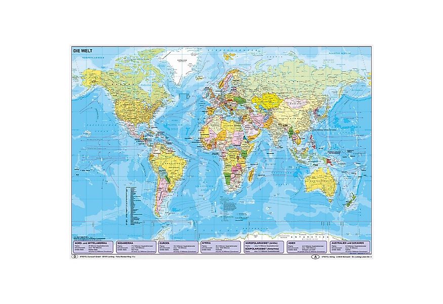 STIEFEL Poster Weltkarte politisch deutsch Lernposter, ca. 84 x 60 cm günstig online kaufen