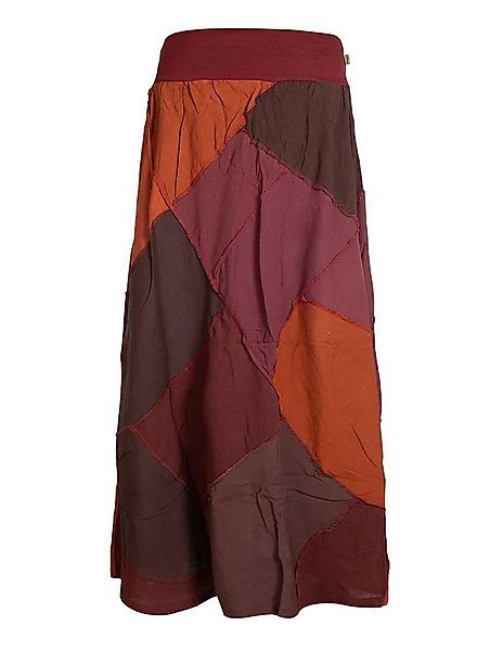 Vishes Maxirock Langer weiter Patchwork-Rock handgewebte Baumwolle Hippie, günstig online kaufen