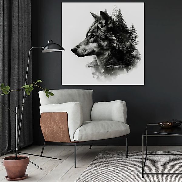 queence Acrylglasbild »Fotomaipulation Wolf«, Baumbilder-Bäume-Gesicht-Kuns günstig online kaufen