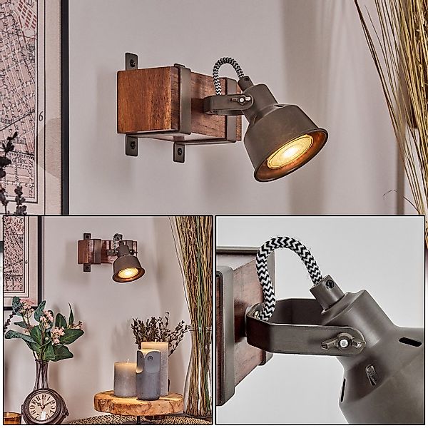 hofstein Wandleuchte Wandlampe aus Holz/Metall in günstig online kaufen