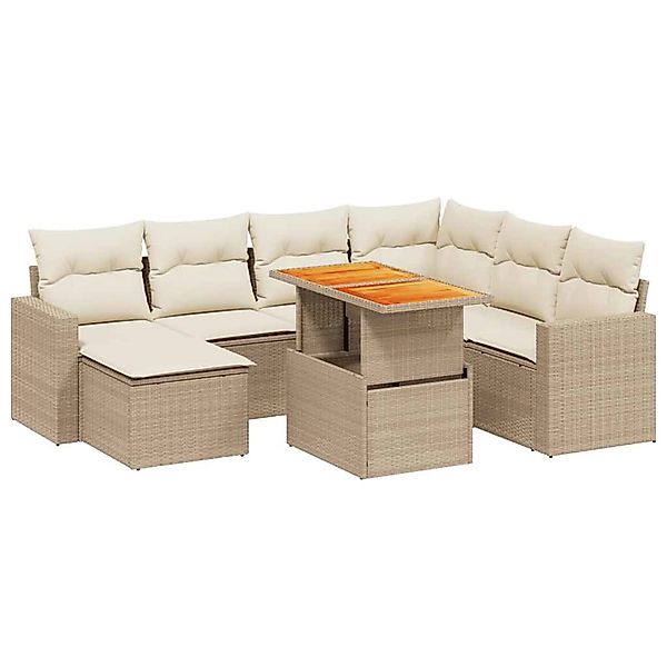 vidaXL 8-Tlg Garten-Sofagarnitur mit Kissen Beige Poly Rattan 3271429 günstig online kaufen
