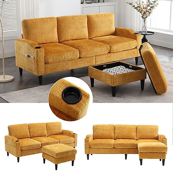 LVHOM Loungesofa mit Hocker & Stauraum, günstig online kaufen