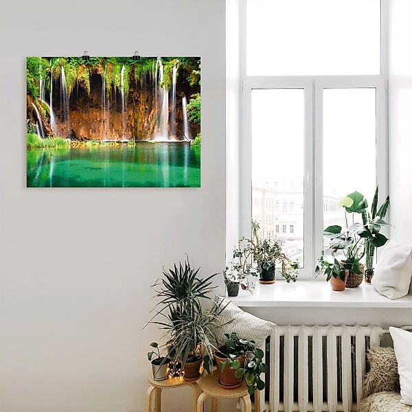 Artland Wandbild "Schöner Wasserfall im Wald", Gewässer, (1 St.), als Leinw günstig online kaufen
