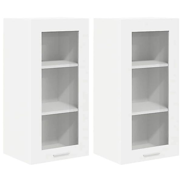 vidaXL Hängeschrank mit Tür 2 Stk Weiß 40 x 31 x 80 cm Holzwerkstoff 884299 günstig online kaufen