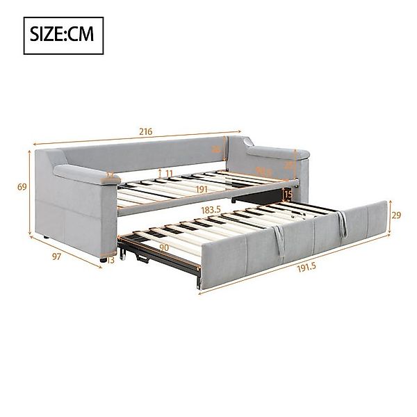 Odikalo Ausziehbett Schlafsofa Polsterbett Mit USB&Ablagefächern 90/180x190 günstig online kaufen
