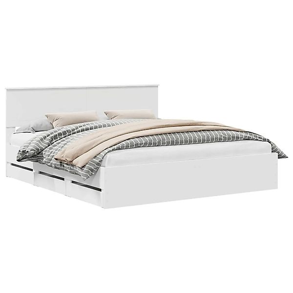 vidaXL Bettrahmen mit Schubladen Weiß 180 x 200 cm Ingenieurs Holz 3410679 günstig online kaufen