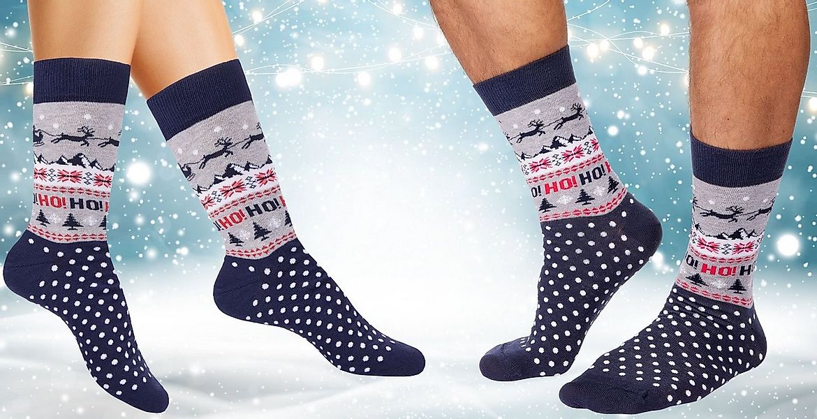 BRUBAKER Socken Lustige Herren Weihnachtssocken - Winterlandschaft Rentier günstig online kaufen