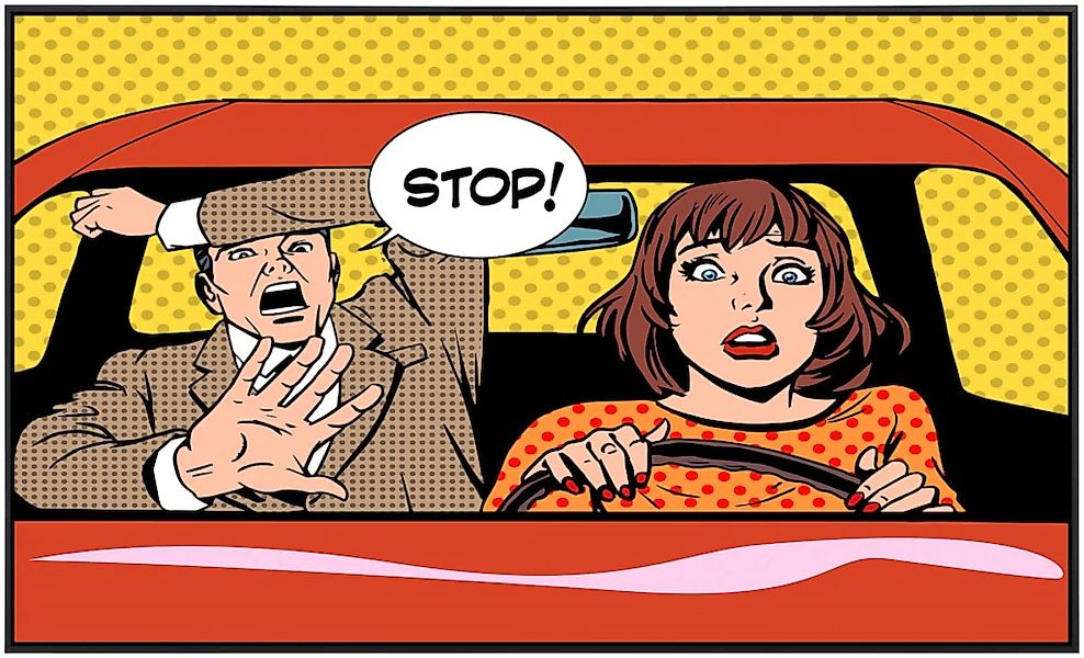 Papermoon Infrarotheizung »Comic Menschen im Auto« günstig online kaufen