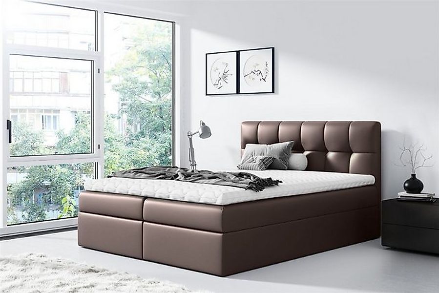 Fun Möbel Boxbett Schlafzimmerbett CARMEN in Kunstleder Braun (inkl. Bettka günstig online kaufen