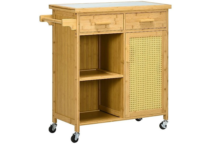 HOMCOM Servierwagen Küchenwagen mit Schublade, Schrank, Ebenen, Handtuchhal günstig online kaufen